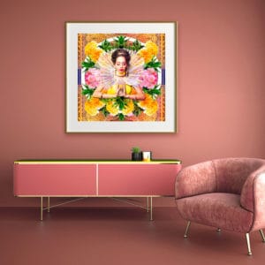 décoration d'intérieur rose tableau artiste déco photo portrait femme fleurs déesse au cristal