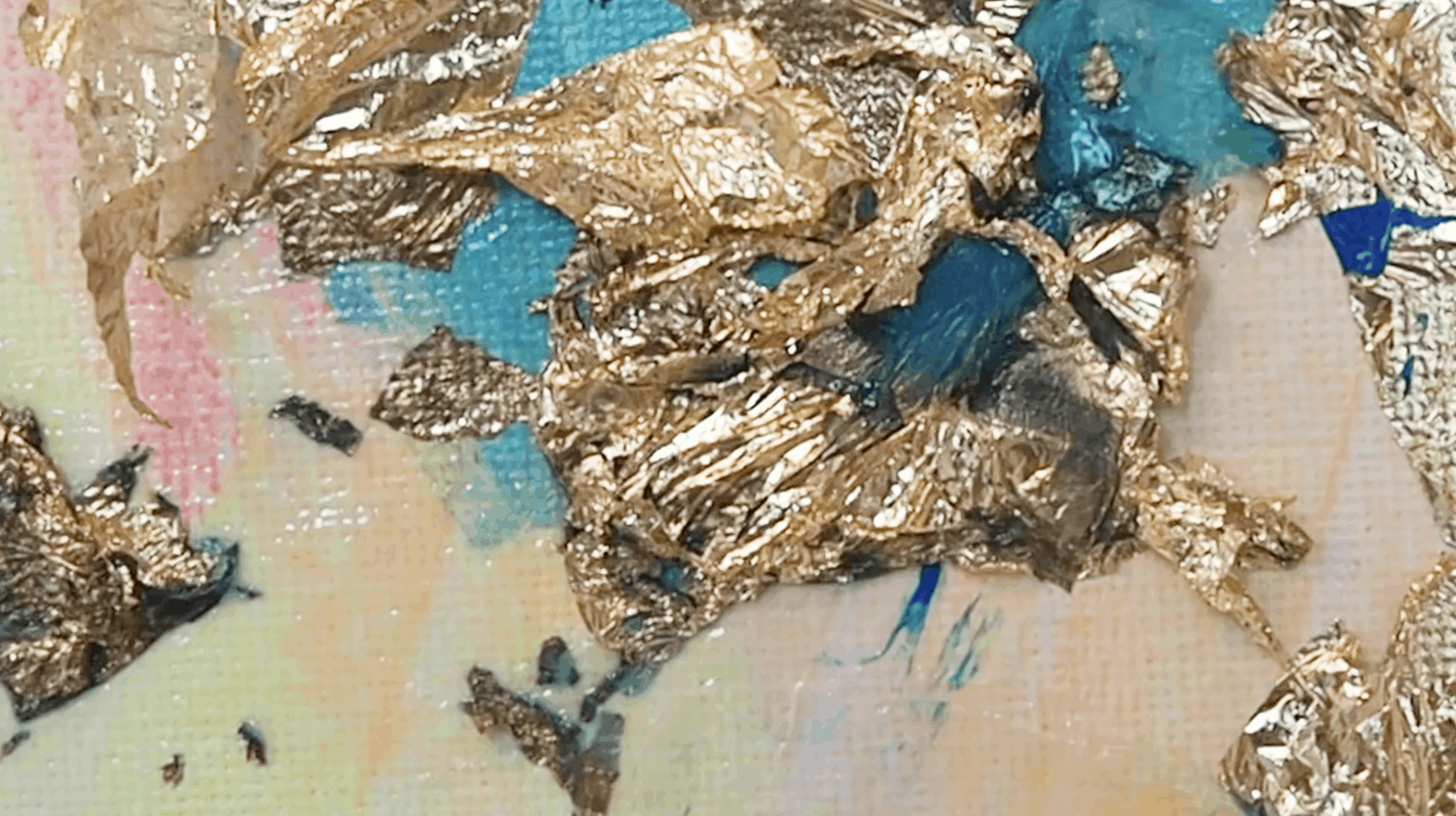détail texture feuille d'or tableau déco artiste transmutation collection éveil